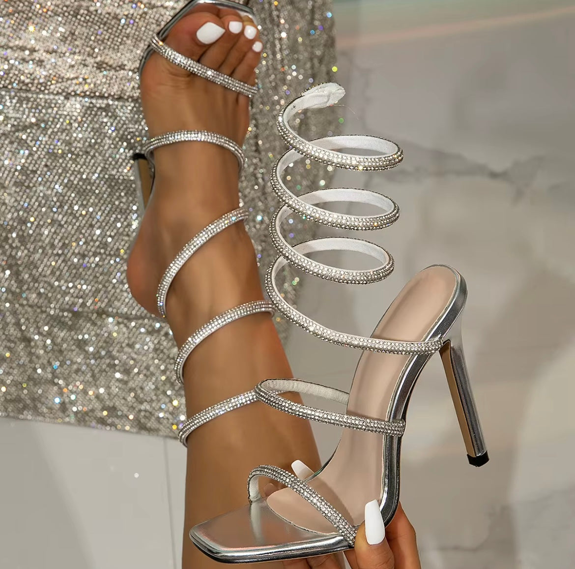 Coil Sparkle Heels